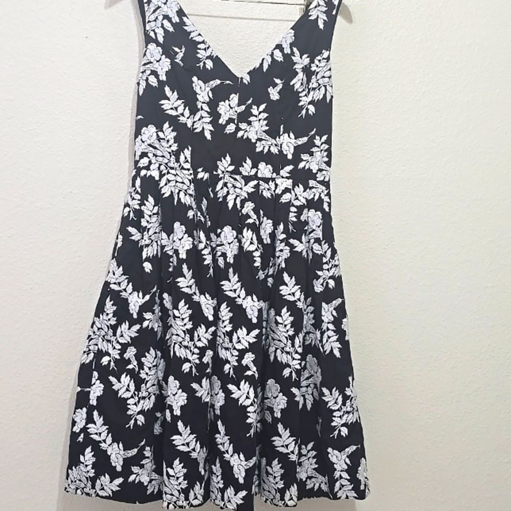 Betsey Johnson Black and White Embroidered Floral Midi Dress